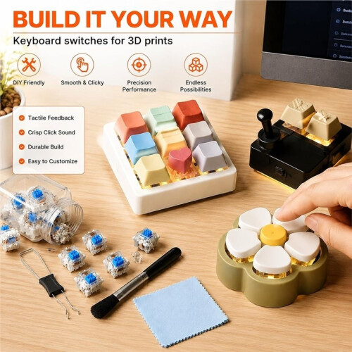 Ensemble 90 Interrupteurs à  pour Imprimante 3D,Interrupteurs Clavier à  pour Projets D'Impression 3D,Interrupteurs à 3 Broches,Pièces 2