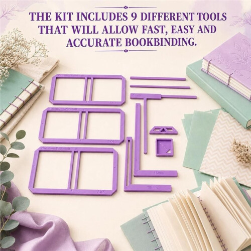 9Pcs Book Binding Easy Scrapbooking Tools Book Binding Kit Supplies for Notebook Calender Junk Journal Handbook
