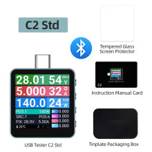 USB Tester C2 Digital Voltmeter Charging Power Detector PD3.2 Battery Tester Fast Charge Detection Trigger C2 Std