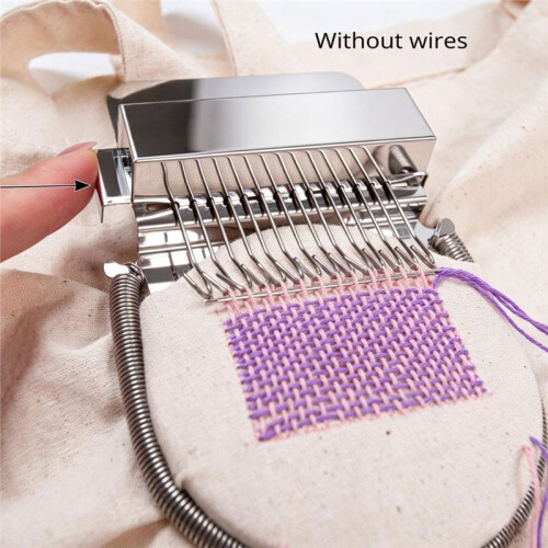 Small Wooden Darning Frame for Mending Jeans with 14 Hooks, Speed Weave Sewing Aid 1