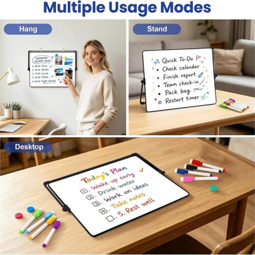A3 Double-Sided Magnetic Whiteboard for Desk - Erasable Message Board for Home & Work Notes, to-Do Lists 1
