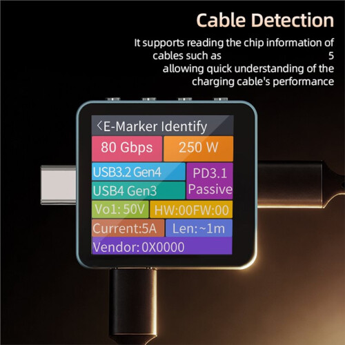 USB Tester C2 Digital Voltmeter Charging Power Detector PD3.2 Battery Tester Fast Charge Detection Trigger C2 Std 2