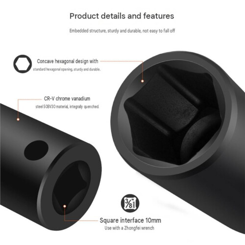 3/8" Drive Impact Socket Set - Metric Short & Deep Sockets (8-22mm), Black Phosphate Finish for Durability 2