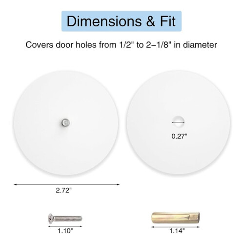 Conjunto 2 Placas Cobertura para Orifício Porta 2-5/8 Polegadas, Compatíveis com Orifícios Porta Padrão 2-5/8 Polegadas, Cobrem A Abertura Não 1