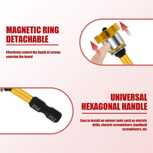 10Pcs Drywall Screw Setter Bit Set PH2, Magnetic Positioning Bits with Adjustable Depth Stop, 1/4" Hex Shank S2 Steel 2