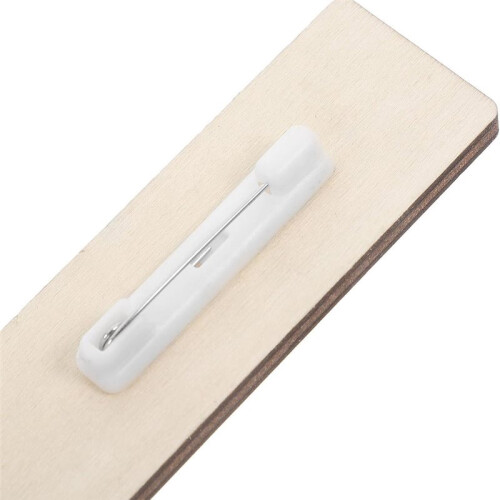 Targhette In Legno Vuote per Incisione con Nome, Complete di Clip e Spilli, 10 Pezzi. 1