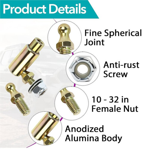 2 Pcs Quick Release Throttle Disconnect, 10-32 Female Thread Steel Carburetor Connecting Rod with  Joint Replacement 1
