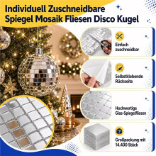 Azulejos de Mosaico de Espejo Autoadhesivos de 5x5 mm, Espejos de Vidrio Cuadrados para Bolas de Discoteca y Manualidades de Bricolaje