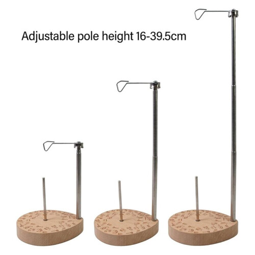 Adjustable Wooden Thread Stand for Home Sewing Machines - Single Spool Holder, Extendable Bobbin Organizer 1