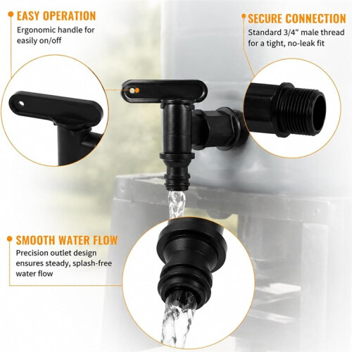 3/4" Rain Barrels Spigot Replacement Kit - Includes 2 Hose Adapters & Hole Saw for Easy Installation 2