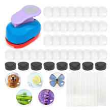 Kühlschrankmagnete Selber Machen - Bastelset mit Papierstanzer, Ferritmagneten und Transparenten Cabochons.