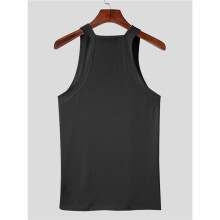 Men'S Solid Color Sleeveless Fitted Stretch Tank Top Black XXL
