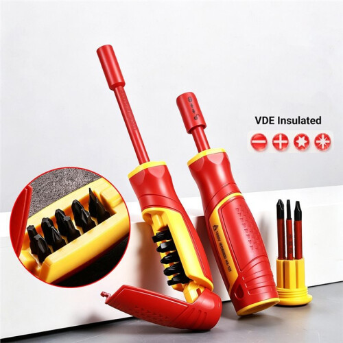 Insulated Screwdriver Set Magnetic Slotted Bits Interchangeable Multi Bit for Home DIY Maintenance 11 PCS 2
