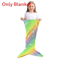 (Green) Unicorn Rainbow Cartoon Mermaid Tail Blanket Super Soft Glow In Flannel Dark The