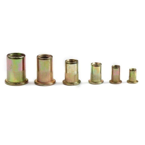 210PCS Box Rivet Nuts Carbon Steel M4-M12 Flat  Rivet Nuts Set Hardware Multi Sizes Insert Rivet Nuts(210PCS M4-M12)