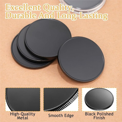 15 PCS Black Blank ChallengeCoins 40mm Diameter 3mm Thick Plated Iron Engravable Blanks Double Sided for DIY 2