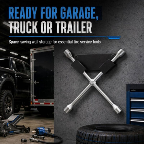 4 Way Lug Nut Wrench Holder for Wall Storage with Mounting Hardware for Garage Organization 1