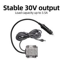 Conversor - Boost À Prova D'Água de 30V, Módulo de Alimentação de 12V/24V para 30V 3,5A com Adaptador para Isqueiro de Carro de 1 Metro e Plugue