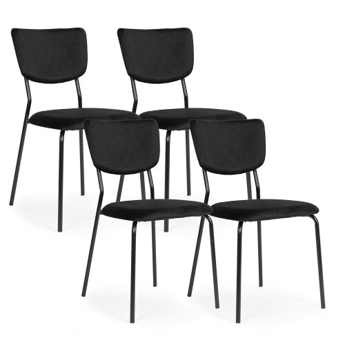 4er-Set Esszimmerstühle aus Samt, Schwarz - Ergonomisch, Langlebig 1