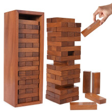 Ajuny Tumble Tower Game 11.5 Inch Wooden Stacking Blocks Set of 54