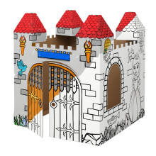 BANKERS BOX Castle Playhouse for Kids XL (108.8 x 94 x 94cm) - Colour-In Cardboard Den, FSC Certified & Recyclable, Arts & Crafts Toy - Ages 3+