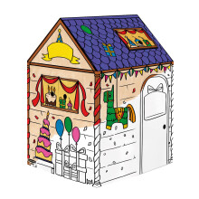 BANKERS BOX Birthday Playhouse for Kids XL (121.3 x 81.3 x 81.3cm) - Colour-In Cardboard Den, FSC Certified & Recyclable, Arts & Crafts Toy - Ages 3+