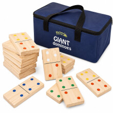 Big Game Hunters Giant Pine Wood Dominoes Set for Kids with Bag