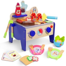 Bluey Wooden BBQ & Salad Playset - 33-Piece Colourful Role-Play Grill Set with Tongs & Food Pieces, FSC-Certified Wood