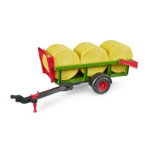 Bruder 02204 Self‑Loading Bale Trailer - 1:16 Scale Farm Trailer with Working Loading Mechanism - Durable Agricultural Toy for Children Ages 3+