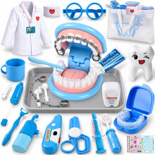 Dentist Set for Kids, Pretend Doctor Kit, Dental Role Play Toy 3+ Years