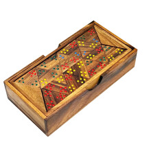 Wooden Tri-Ominos Triangle Dominoes - Handmade Strategy Board Game - Classic Tile Game for Family & Adults