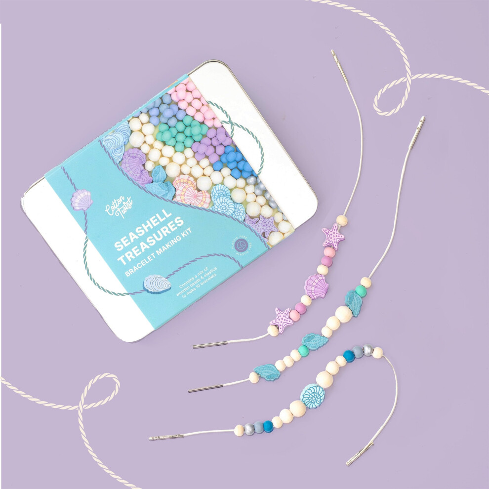 Cotton Twist Kids Seashell Treasures Wooden Beads Bracelet Making Craft Kit - Image 3