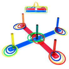 Quoits Garden Game, Hoopla Ring Toss Games, Acrylic Main Body and 24pcs Colourful Plastic Rings, Outdoor Lawn and Indoor Rings Throw