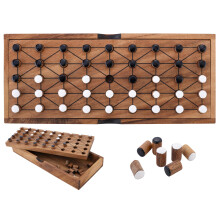 Engelhart Wooden Fanorona Game Set - Traditional 2 Player Strategy Board Game with Storage Box and Multilingual Rules, Ages 6+ 350510
