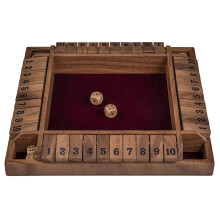 Engelhart Shut the Box Dice Game for 4 Players - Traditional Wooden Box Game with Felt Lining, 8 Wooden Dice and 29 x 29 x 3.5 cm Board 300406