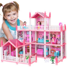 EVERGD Pink Dolls house Princess Dream house Castle Playset with Miniature Furniture Accessories Role Play for Kids Educational Toy