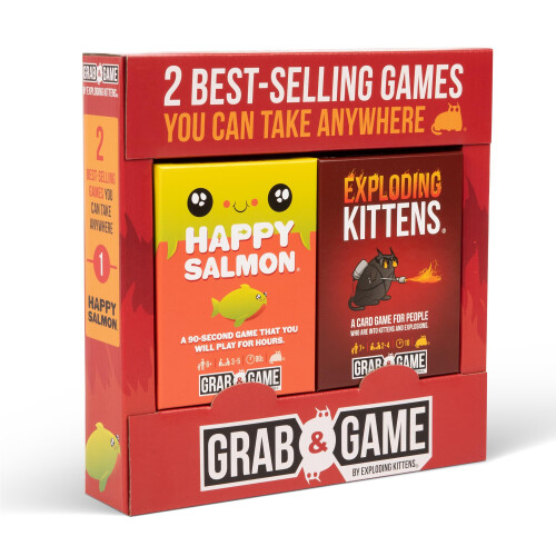 Exploding Kittens Exploding Kittens + Happy Salmon Travel Bundle, 2-5 Players, Age 7+,