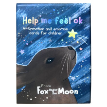 Children's Affirmation and Emotion Cards, 54 Illustrated Cards with Wooden Display Stand, Silver Edge Finish, 12.5 x 10cm, Ages 3-11
