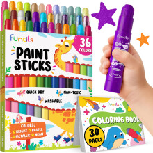 36 Washable Markers, Tempera Paint Sticks for Kids - Toddler Crayons 1-3
