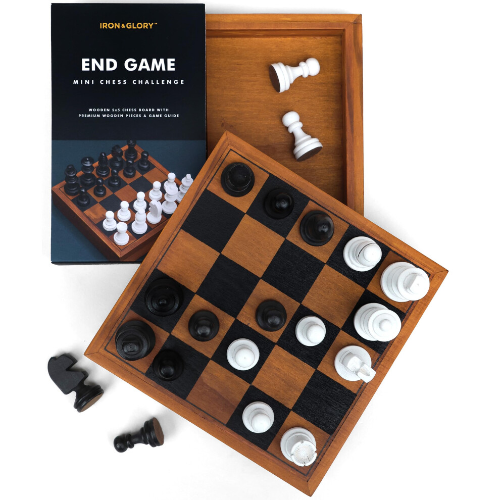 Suck UK - Mini Chess Set - Endgame Practice - Wooden Board - Brown - Image 2