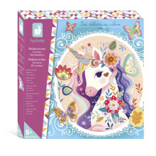 Janod - Unicorn Multi-Activity Creative Set - 13 Activities to Decorate - Mosaics, Glitter Stickers & Gold Paper - Ages 6 and up