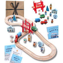 Jaques of London Wooden Train Set | London-Themed Toy Train Set with Track