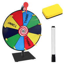 18" Spinning Prize Wheel, 10 Slots Spin the Wheel with Stand, Roulette Wheel Game Set, Spin Wheel with Dry Erase Marker and Eraser