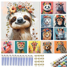 JATOK 12 Pack Paint by Numbers for Adults, Animal, 20 x 20 cm, Unframed