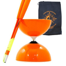 Juggle Dream And Cascade Juggling Orange Big Top - Jumbo Bearing Diabolos Set, Superglass Diablo Sticks, String & Bag