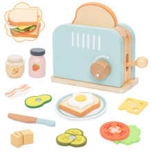 Wooden Pop-up Toaster Toy for Kids, Pretend Play Food Sandwich Making Set