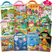 Kalysky 12 Pack 3D Puffy Reusable Sticker Book, Sticker Book for Kids 2 3 4