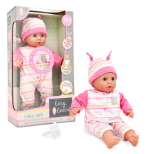 John Adams Tiny Tears Teeny Baby Doll 15" (38 cm) | Soft Bodied Doll with 16 Interactive Sounds | Deluxe Outfit & Dummy Included