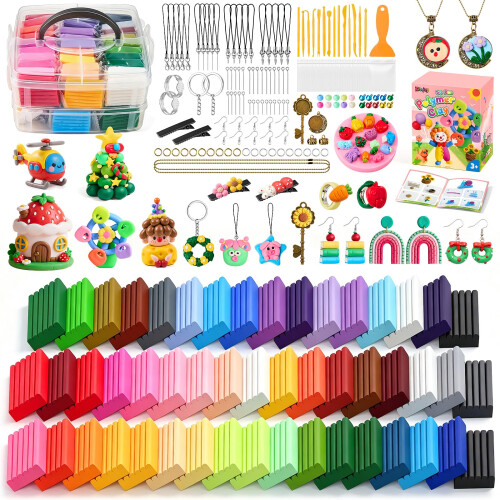 50 Pcs Polymer Clay Set, 25g Modelling Clay with 15 Sculpting Tools