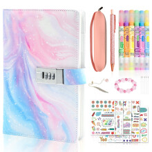 Diary with Lock for Girls Aged 6-14 - Girls Diary Gift Set, Password Locked Journals for Teen Girls, 9-Piece Set Present for Girls' Birthday